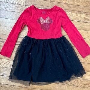 Disney Minnie Mouse Girls Tulle Dress Sparkle Sequin 4 5